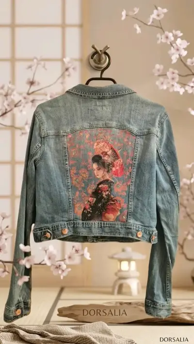 Chaqueta de mezclilla con diseño japonés - miniatura 1
