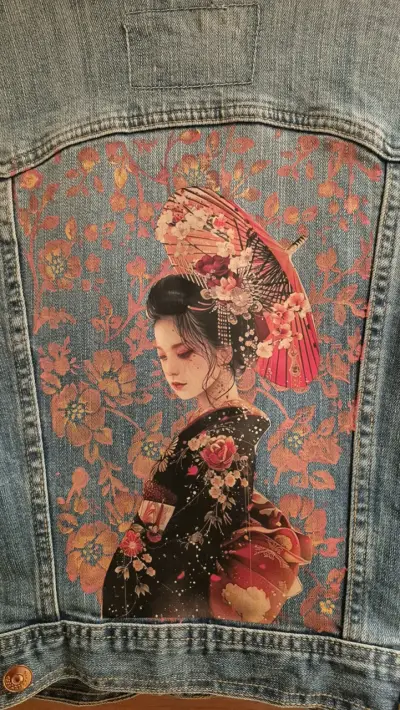 Chaqueta de mezclilla con diseño japonés - miniatura 2