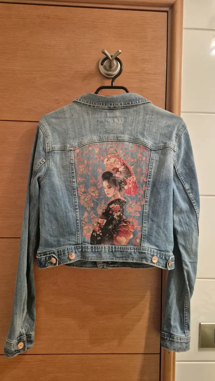 Chaqueta de mezclilla con diseño japonés - 3