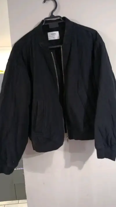 Chaqueta bomber negra de algodón - miniatura 1