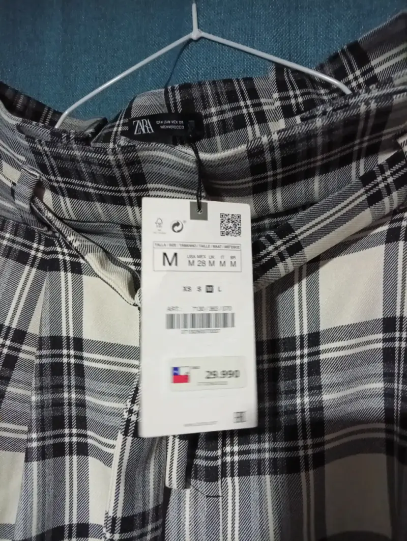 Pantalones a cuadros blanco y negro para mujer - 2