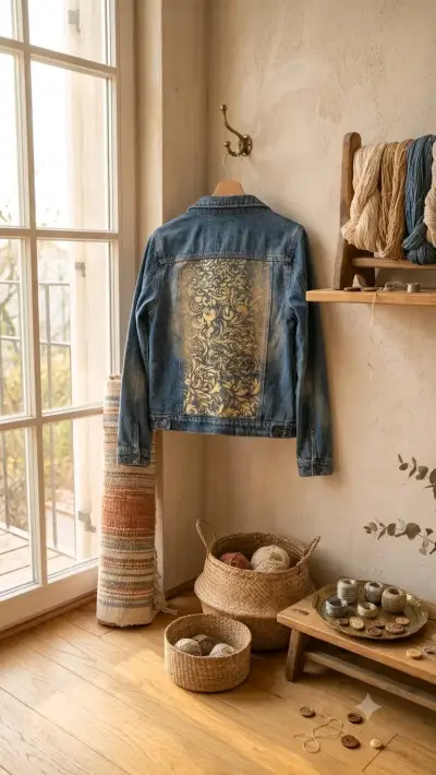 Chaqueta de mezclilla con diseño dorado - miniatura 1
