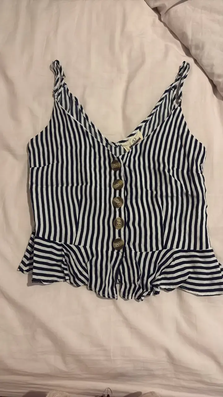 Blusa de tirantes a rayas azul y blanco - 1