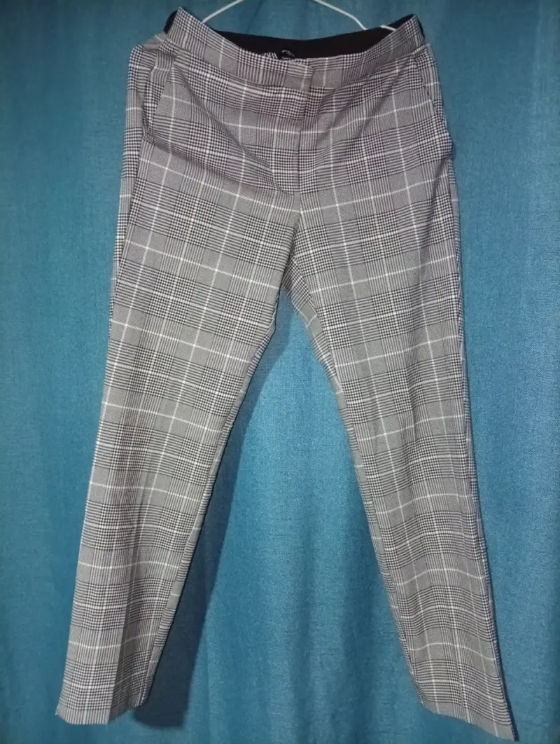 Pantalones de vestir Zara a cuadros grises - 1