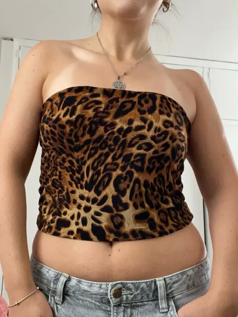 Top strapless animal print - 2