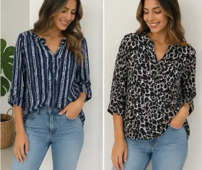 Blusas estampadas de manga larga para mujer - miniatura 1