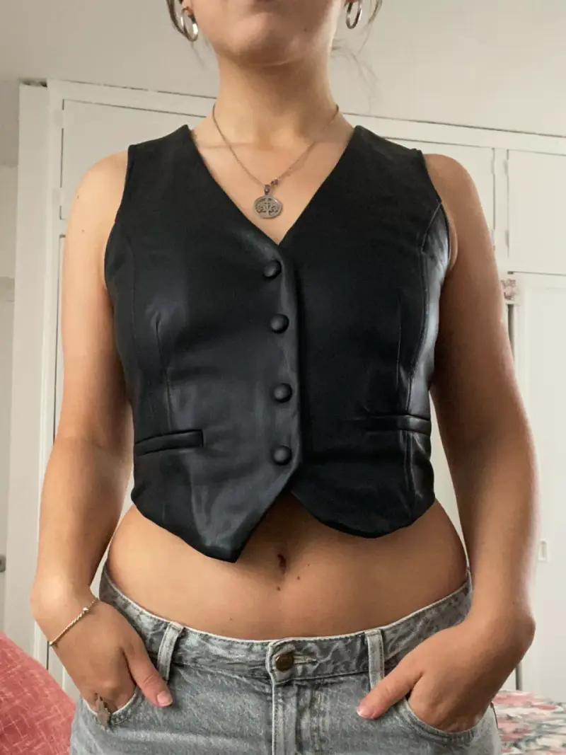 Vest ecocuero negro - 2