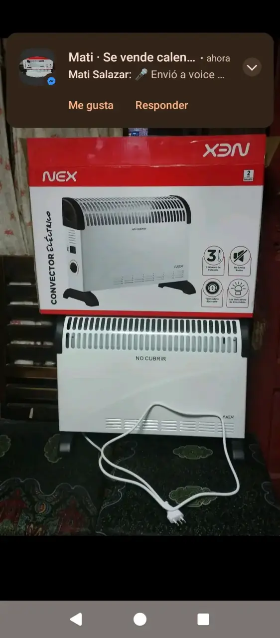 Calefactor eléctrico NEX con 3 niveles de potencia