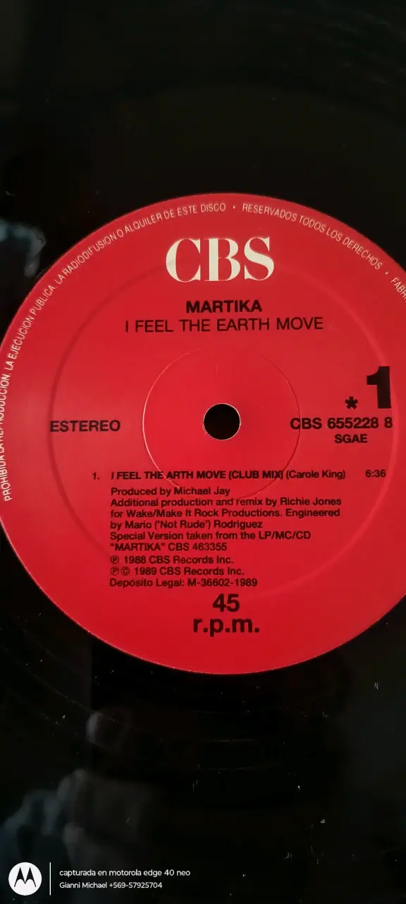 Vinilo Martika 'I Feel the Earth Move' - 3