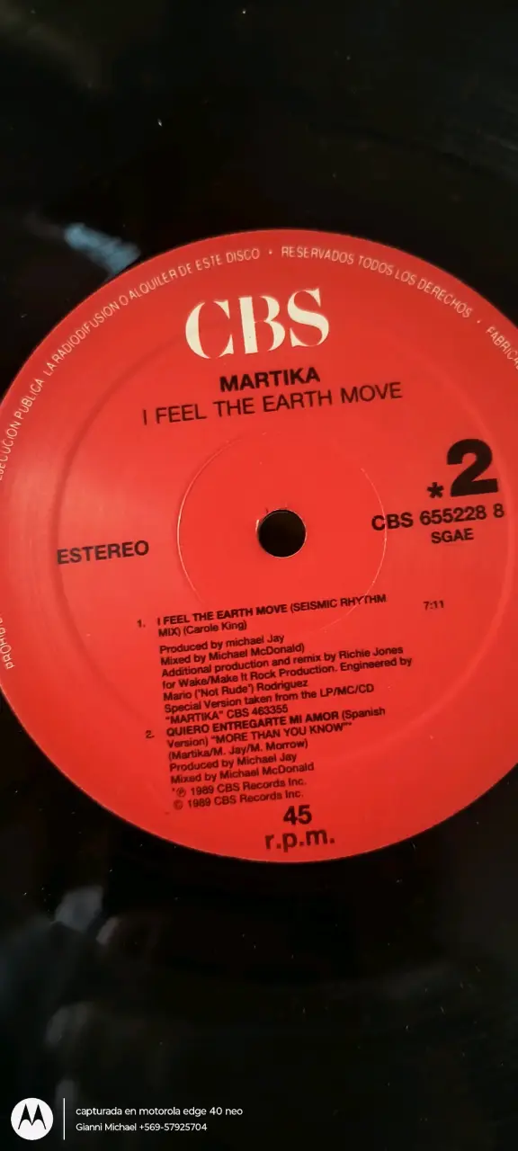 Vinilo Martika 'I Feel the Earth Move' - 4