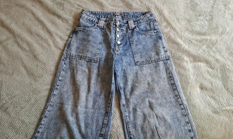 Jeans anchos de mezclilla azul índigo - 1