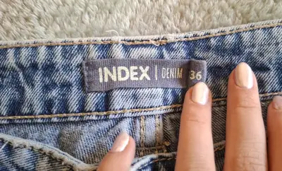 Jeans anchos de mezclilla azul índigo - miniatura 2