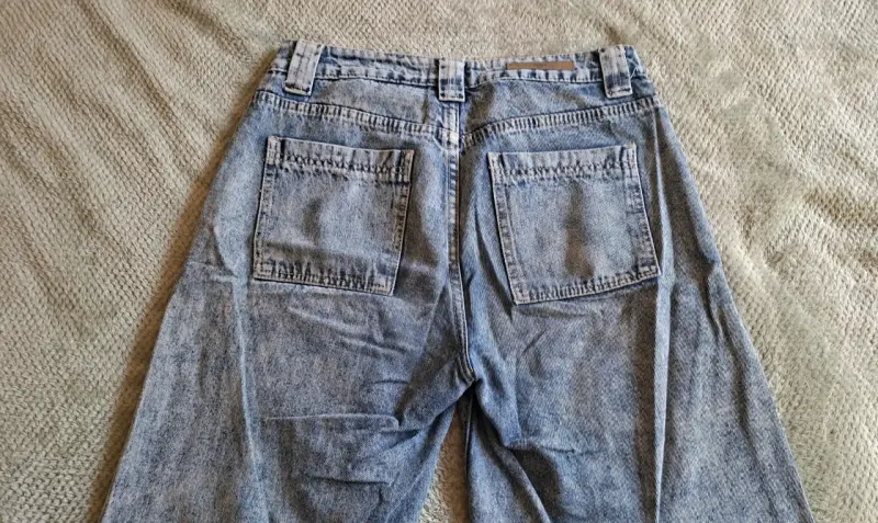 Jeans anchos de mezclilla azul índigo - 3