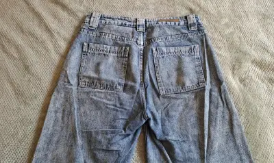 Jeans anchos de mezclilla azul índigo - miniatura 3