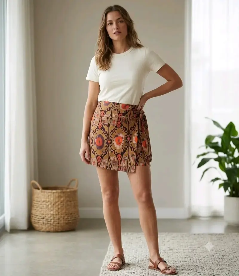 Falda corta estampado multicolor