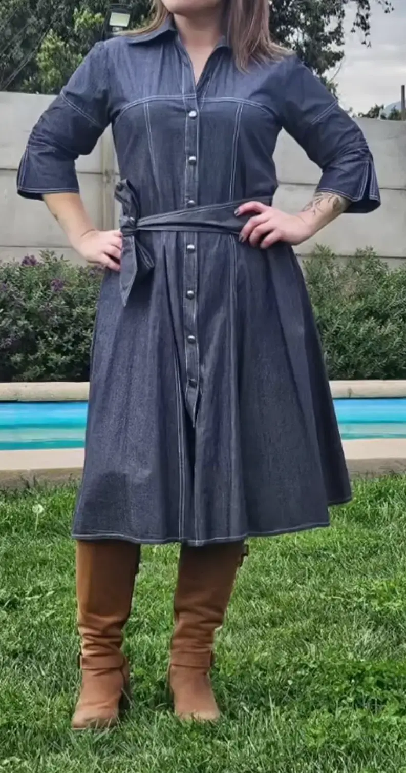 Vestido camisero de mezclilla azul