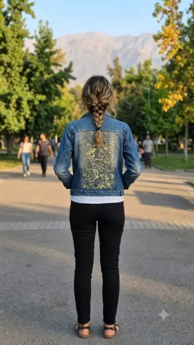 Chaqueta de mezclilla con diseño dorado - miniatura 1