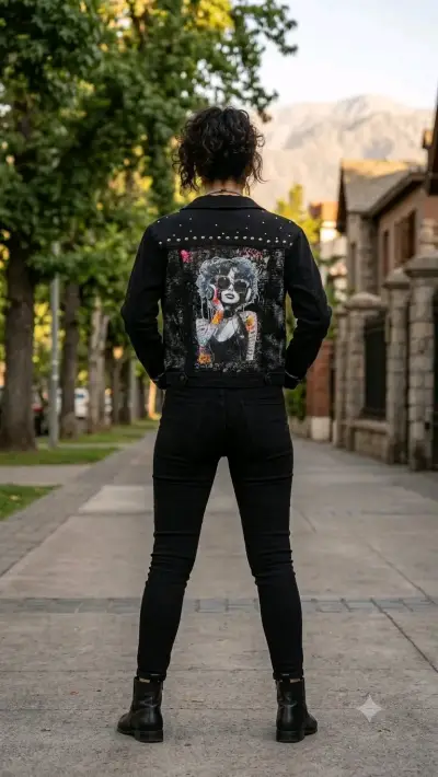 Chaqueta negra con diseño dorsaliastudio - miniatura 1