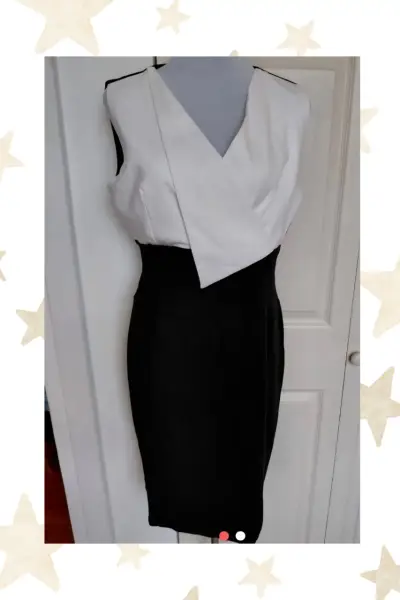 Vestido elegante blanco y negro sin mangas - miniatura 1