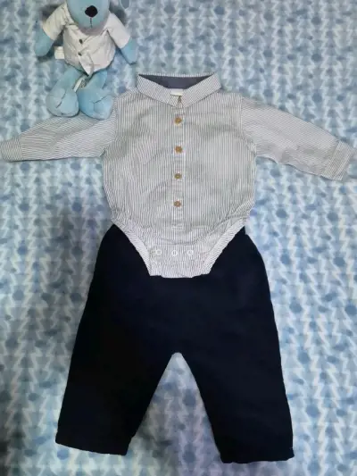 Conjunto de bebé elegante a rayas - miniatura 1