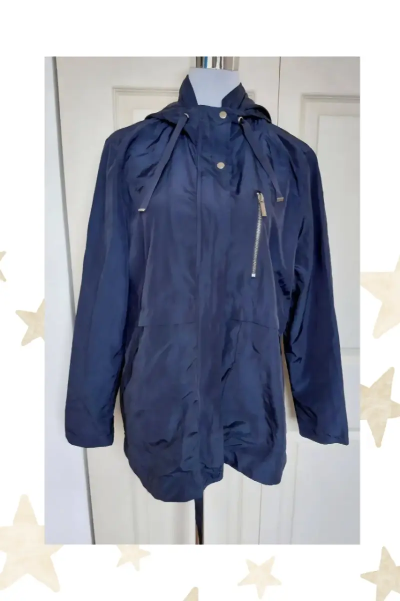 Chaqueta impermeable azul con capucha - 1