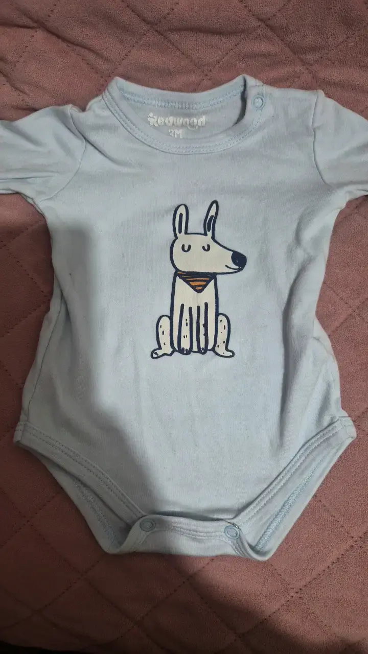 Body de bebé celeste con diseño de perro