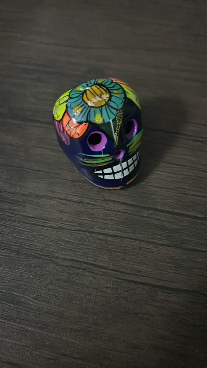 Calavera decorativa artesanal pintada a mano - 1