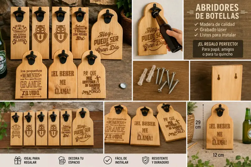Destapador de botellas rústico para pared - 2