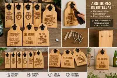 Destapador de botellas rústico para pared - miniatura 2