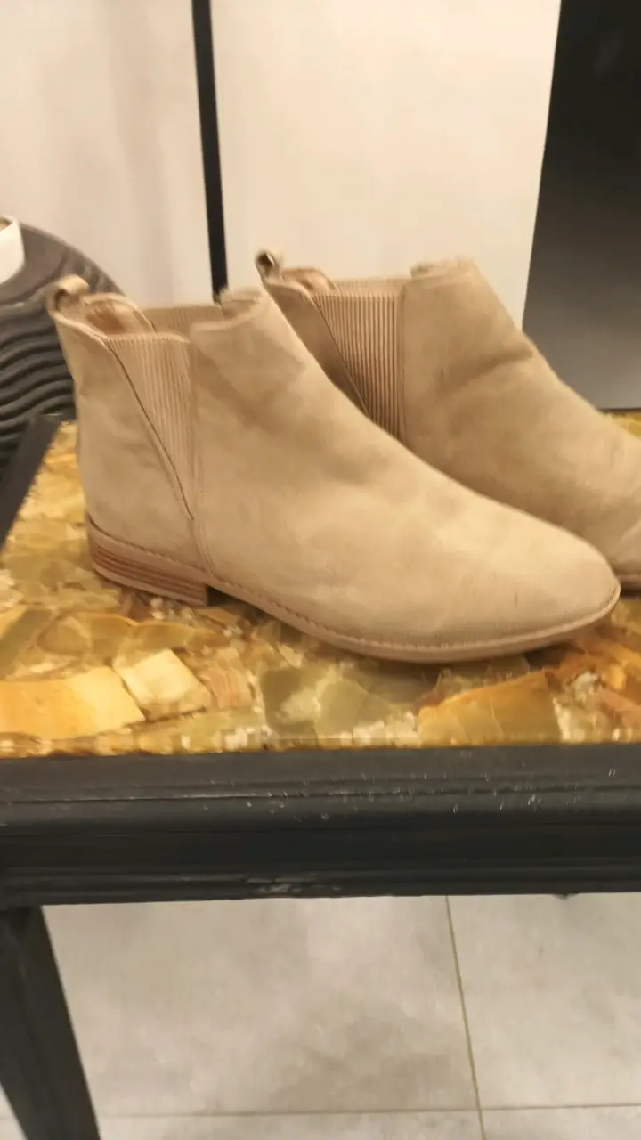 Botines de gamuza beige para mujer - 2