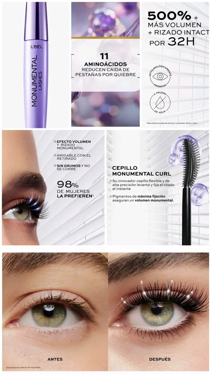 Máscara de pestañas L'Bel Monumental Lashes - 1