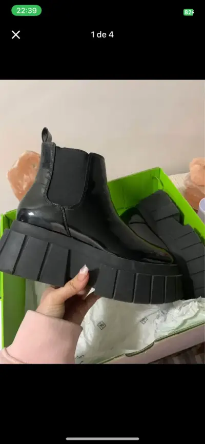 Botines negros de charol con plataforma - miniatura 1