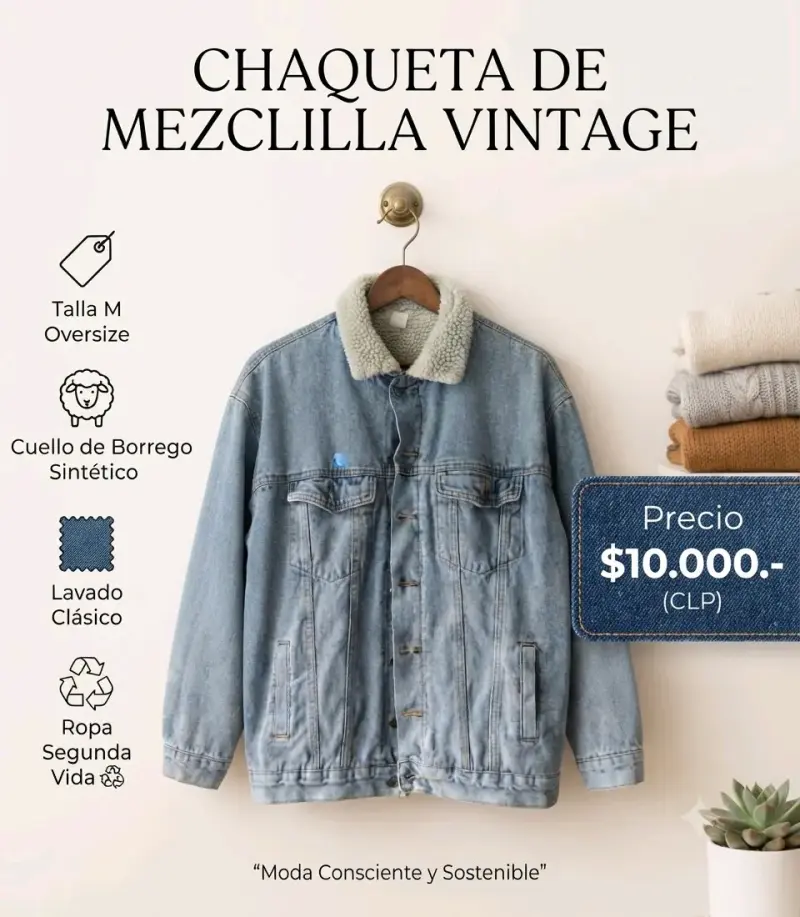 Chaqueta de mezclilla vintage con cuello borrego