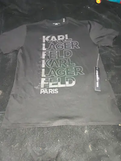 Polera negra Karl Lagerfeld con logo - miniatura 1