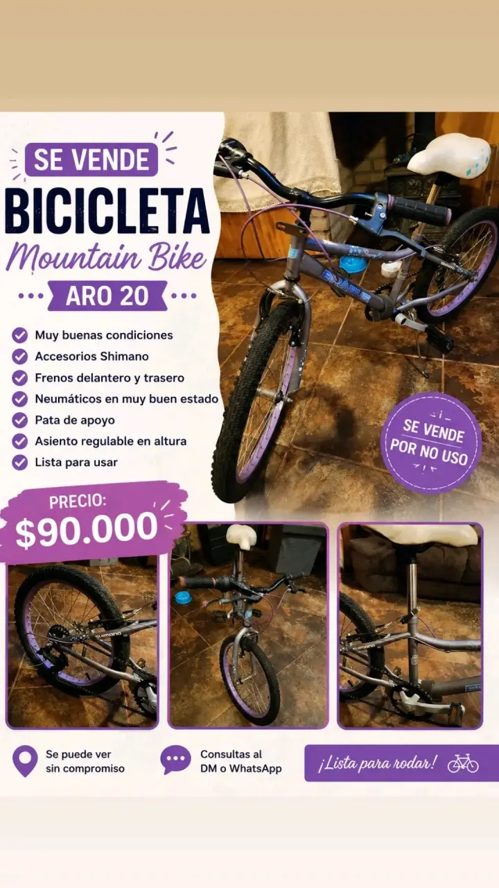 Bicicleta Mountain Bike aro 20 en buen estado