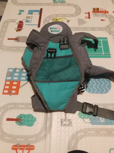 Portabebés Baby Belny ergonómico gris y turquesa - miniatura 1
