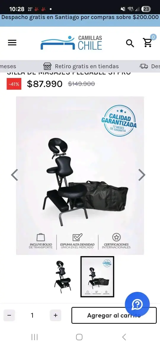 Silla de masaje portátil plegable negra - 3