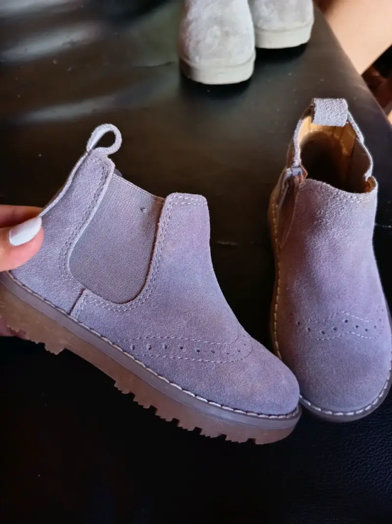 Botines de gamuza gris para niña N° 23 - 5