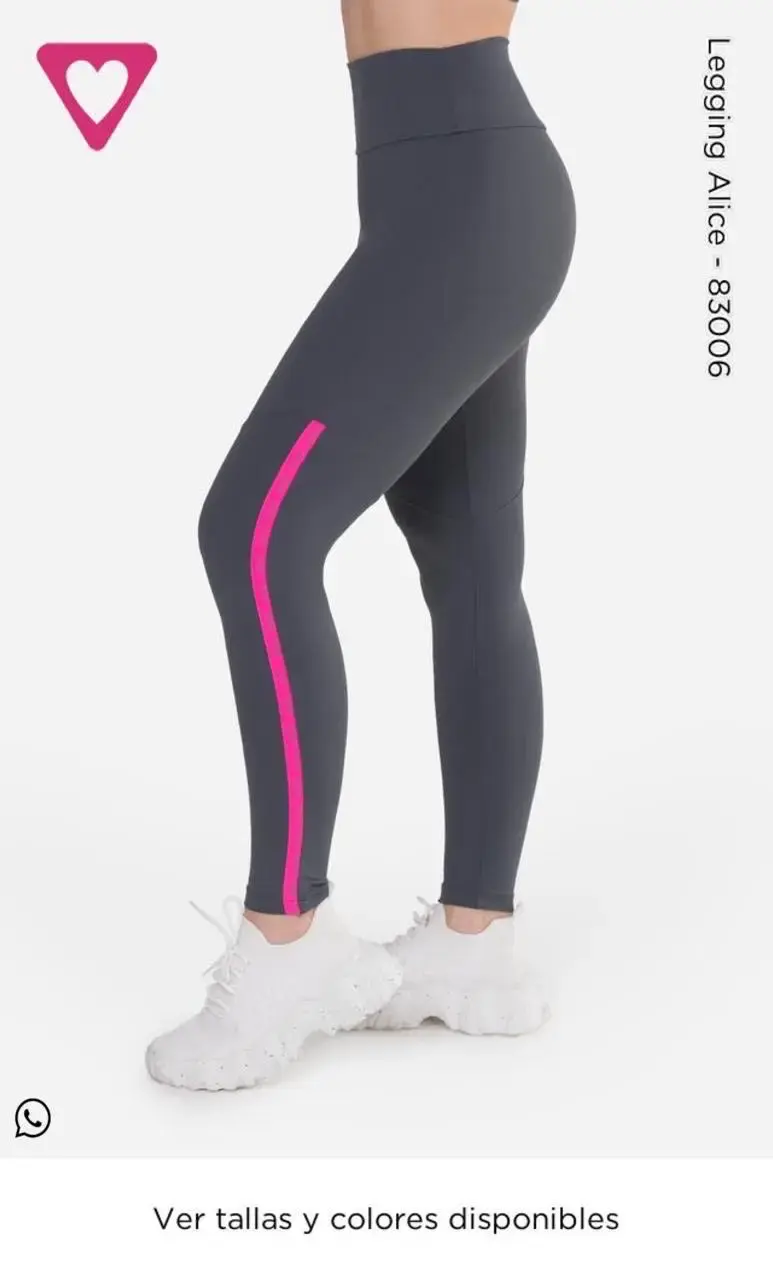 Leggings deportivos negro con detalle rojo - 1