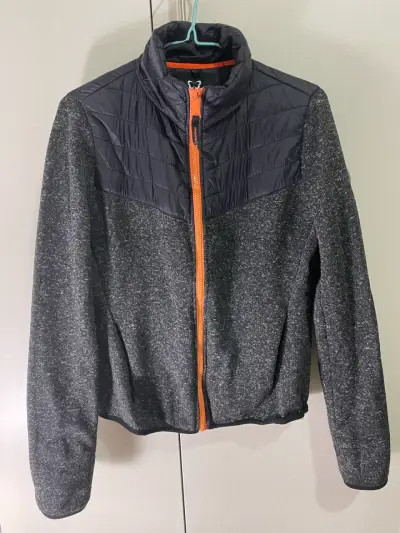 Chaqueta deportiva gris con cierre naranja - miniatura 1