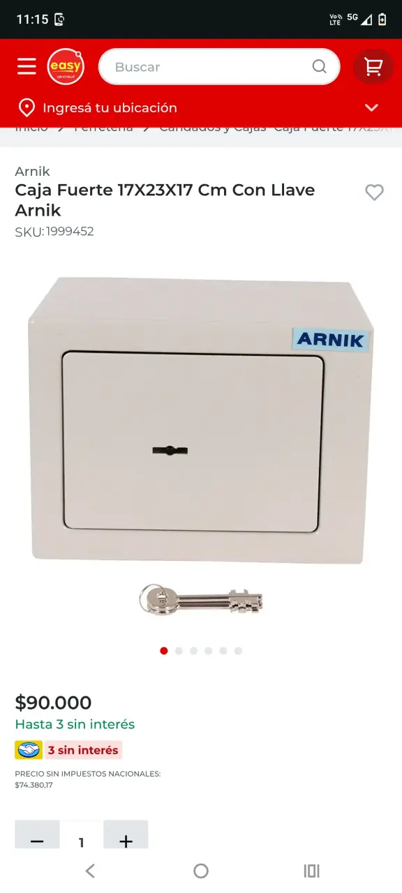 Caja fuerte Arnik con llave - 2
