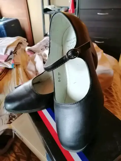 Zapatos de niña 27 y adulto 37 negros con hebilla - miniatura 6