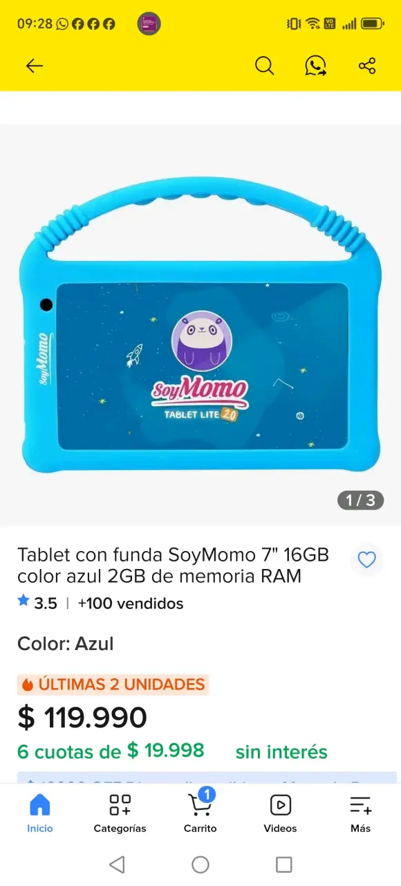 Tablet SoyMomo 7'' 16GB azul con funda - 1