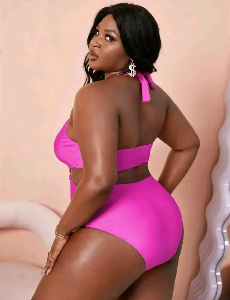 Traje de baño enterizo fucsia con diseño cut-out - 2