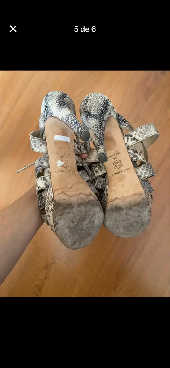 Sandalias de cuero estampado serpiente Karen Millen - 4