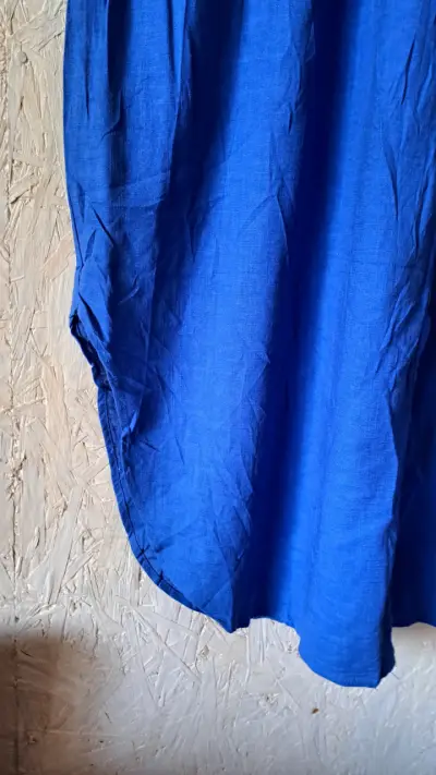 Vestido camisero azul de lino - miniatura 2