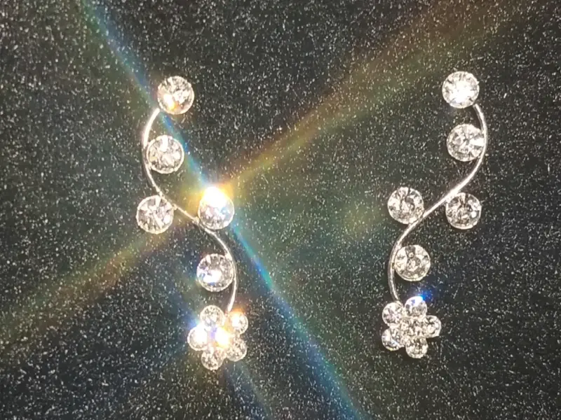 Pendientes de plata con diseño floral y cristales - 2