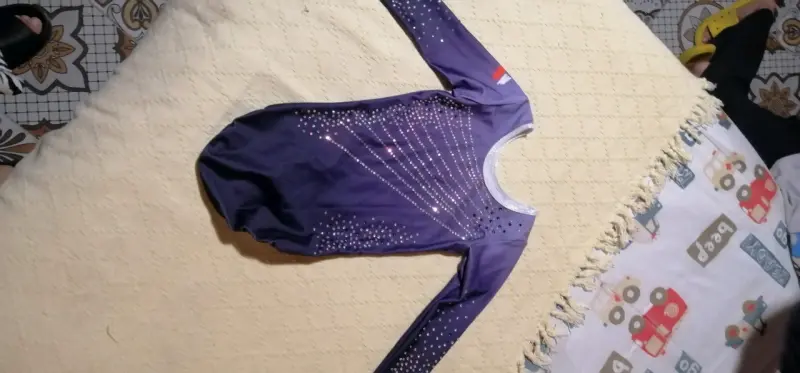 Malla de gimnasia púrpura con brillantes - 1