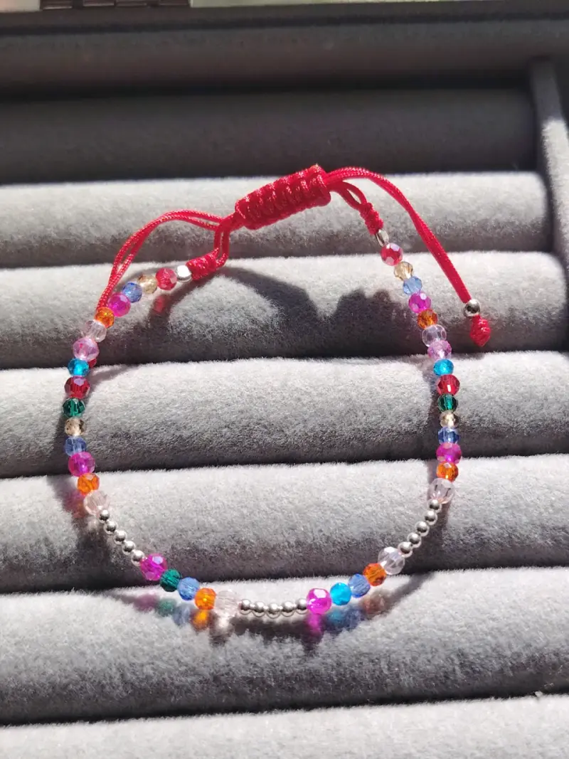 Pulsera de cuentas multicolor ajustable - 2