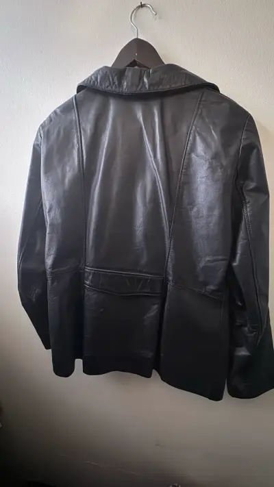 Chaqueta de cuero negro Luigi Colani - miniatura 2
